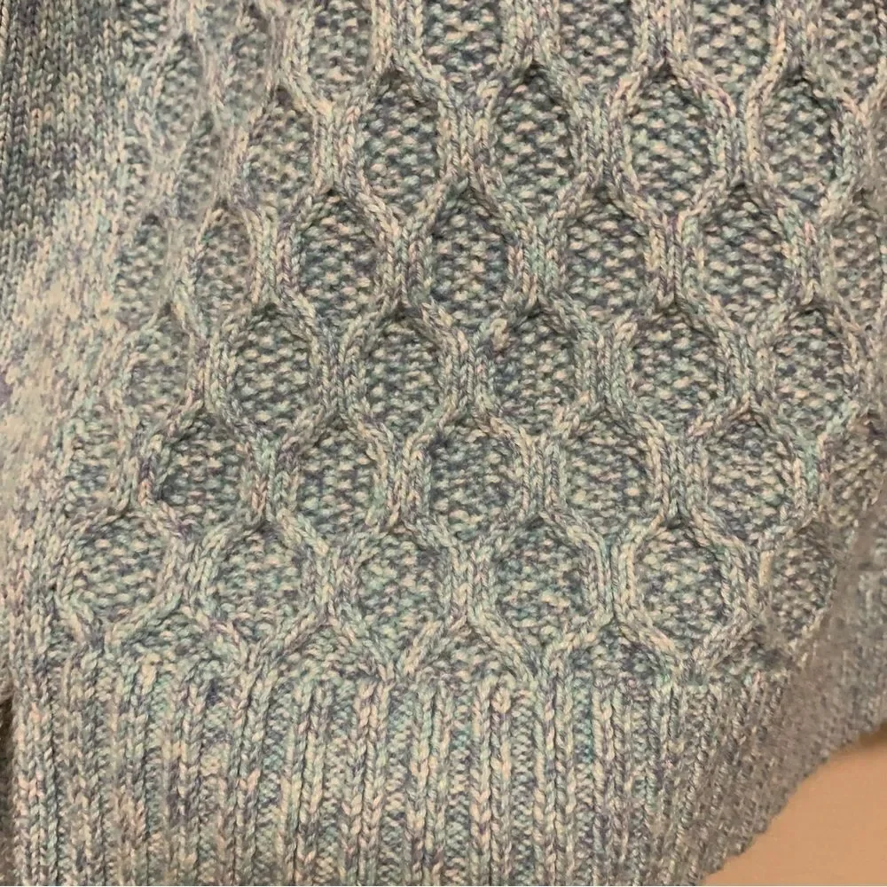 Talbots Honeycomb High Low Mock Neck Sweater blue green size 1x